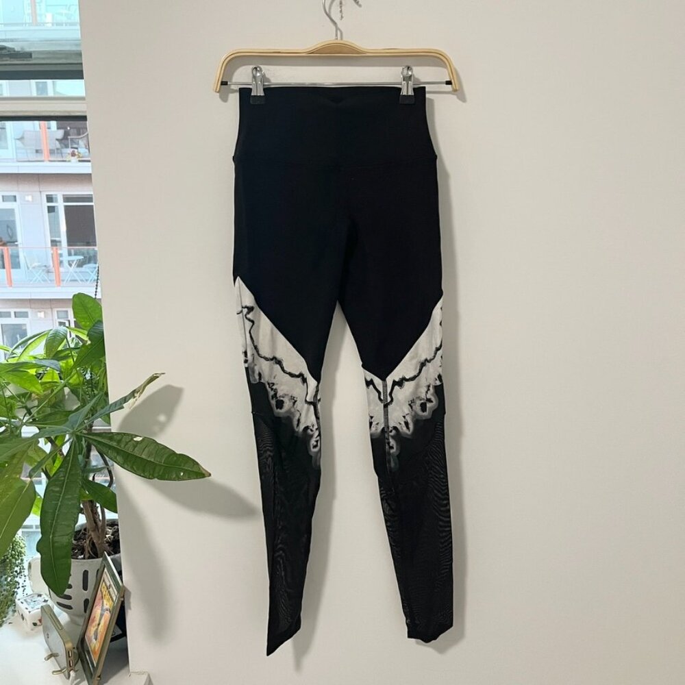 Alo Yoga Marble Print Black Mesh Leggings Size XS